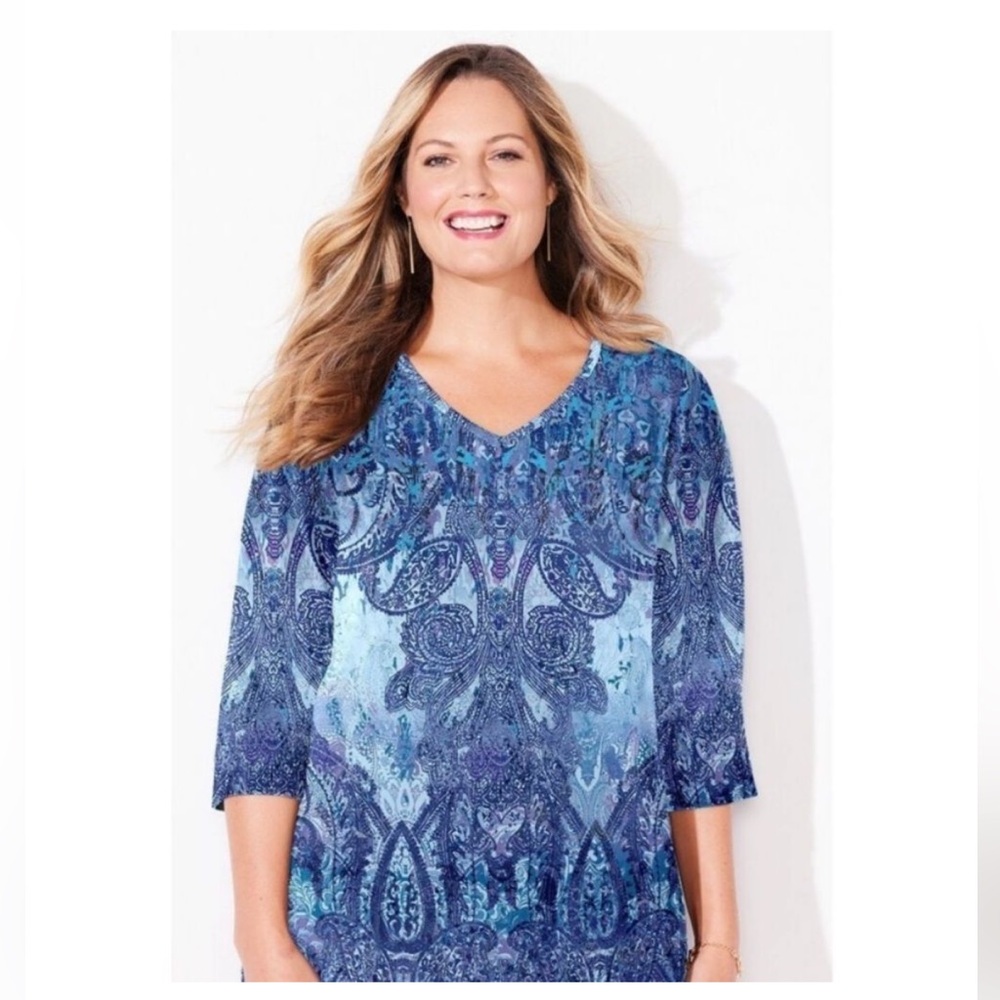 Catherines Top 4X Boho Blue